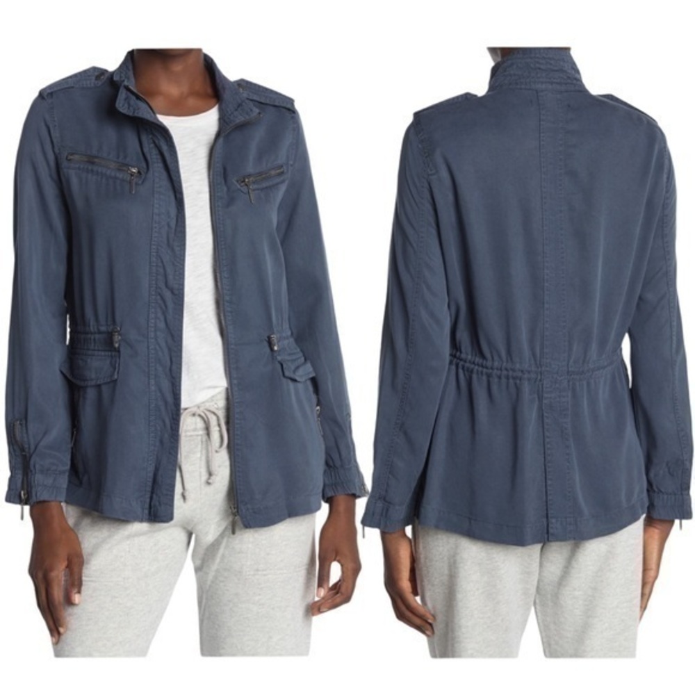 Max Jeans Utility Military Jacket Blue Mirage with Pockets NWT